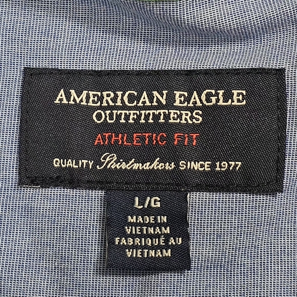 American Eagle Men’s Athletic Fit Plaid Button-Down Shirt – Size Large - Picture 5 of 10